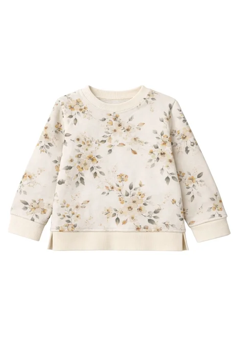 Buzo niña de friza estampado flores románticas 