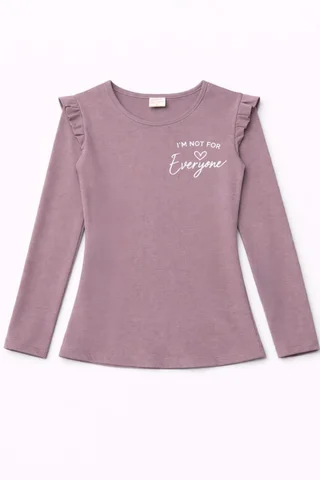 Remera manga larga de nena con voladitos en hombro y bordado  - Vista 2