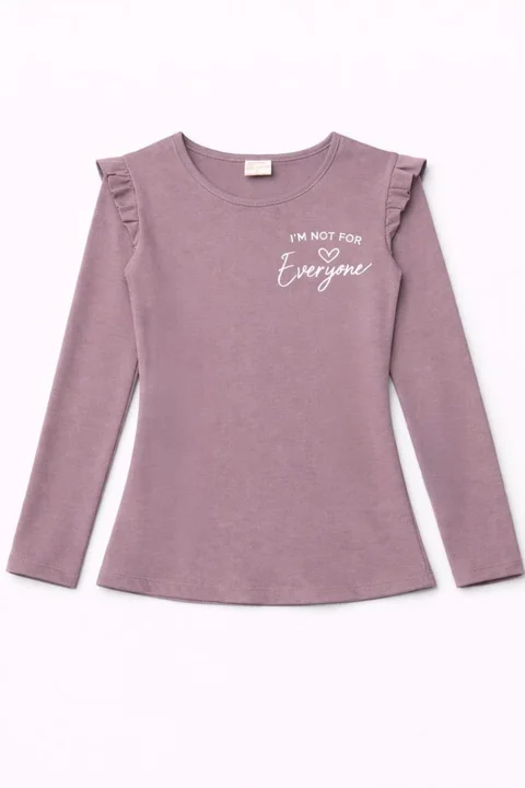 Remera manga larga de nena con voladitos en hombro y bordado 