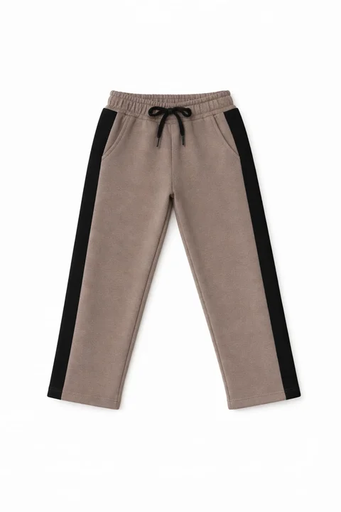 Pantalon de friza de niño recto con guarda lateral combinada