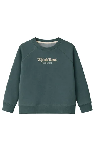 Buzo de teen varon de friza clásico con bordado “Think Less” - Vista 4