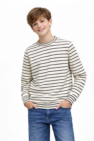 Buzo teen de coconut rayado clasico con cuello redondo - Vista 2