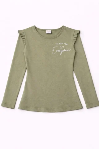 Remera manga larga de nena con voladitos en hombro y bordado  - Vista 3