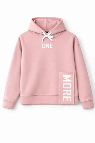 Buzo de friza teen con capucha y apertura con estampa ¨one more¨ - Vista 4