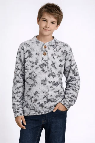 Buzo infantil de friza estampado camuflado con botones de coco - Vista 1