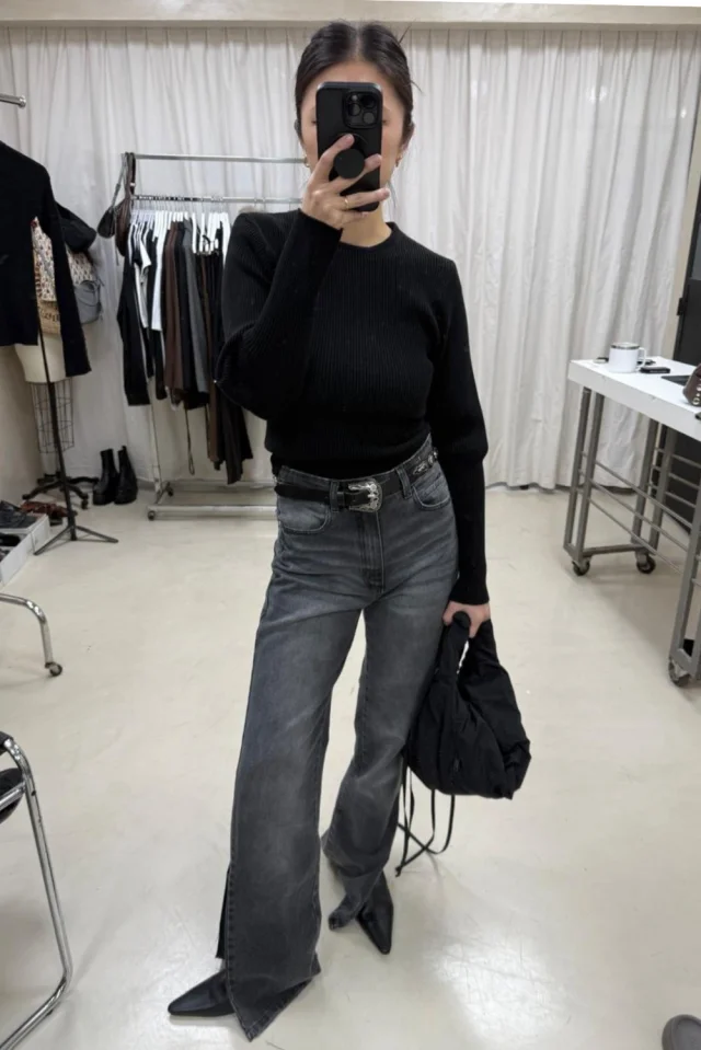 Jean Straight Full Black Ariel Tajo