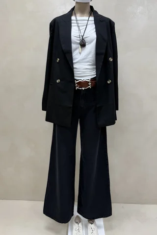 Jean Wide Leg Full Black  - Vista 1