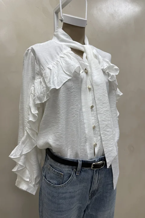 Camisa Volados Lazo Cuello