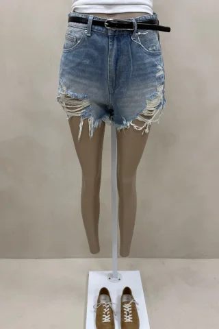 SHORT DENIM BIGOTES Y ROTURAS - Vista 2