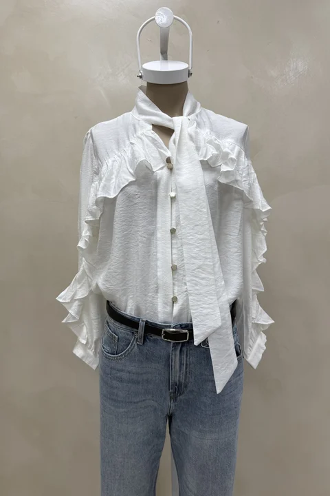 Camisa Volados Lazo Cuello