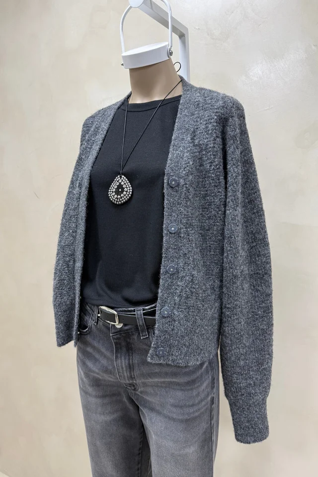 Cardigan con Botones Escondidos