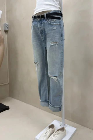 JEAN STRAIGHT TIRO BAJO CELESTE BOTA - Vista 5
