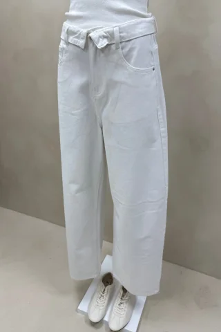 JEAN WIDE CINTURA DOBLADA BLANCO - Vista 4
