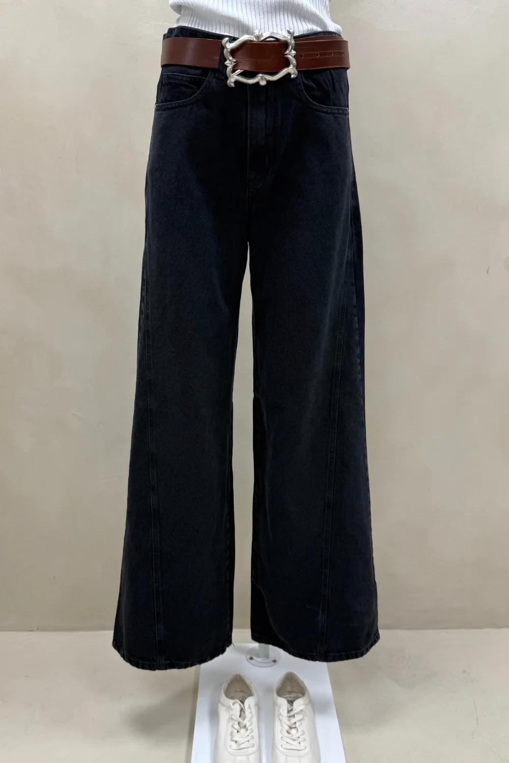 Jean Wide Leg Full Recorte Black - 1