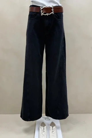 Jean Wide Leg Full Recorte Black - Vista 2