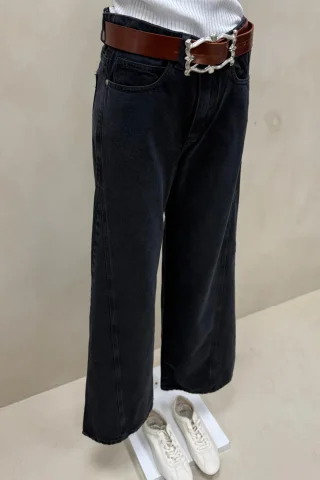 Jean Wide Leg Full Recorte Black - Vista 1