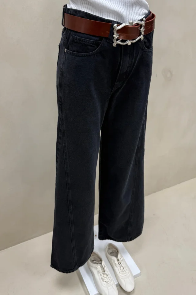 Jean Wide Leg Full Recorte Black