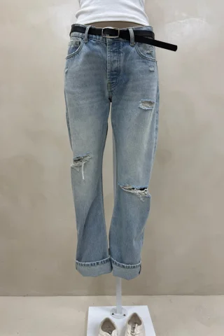 JEAN STRAIGHT TIRO BAJO CELESTE BOTA - Vista 2