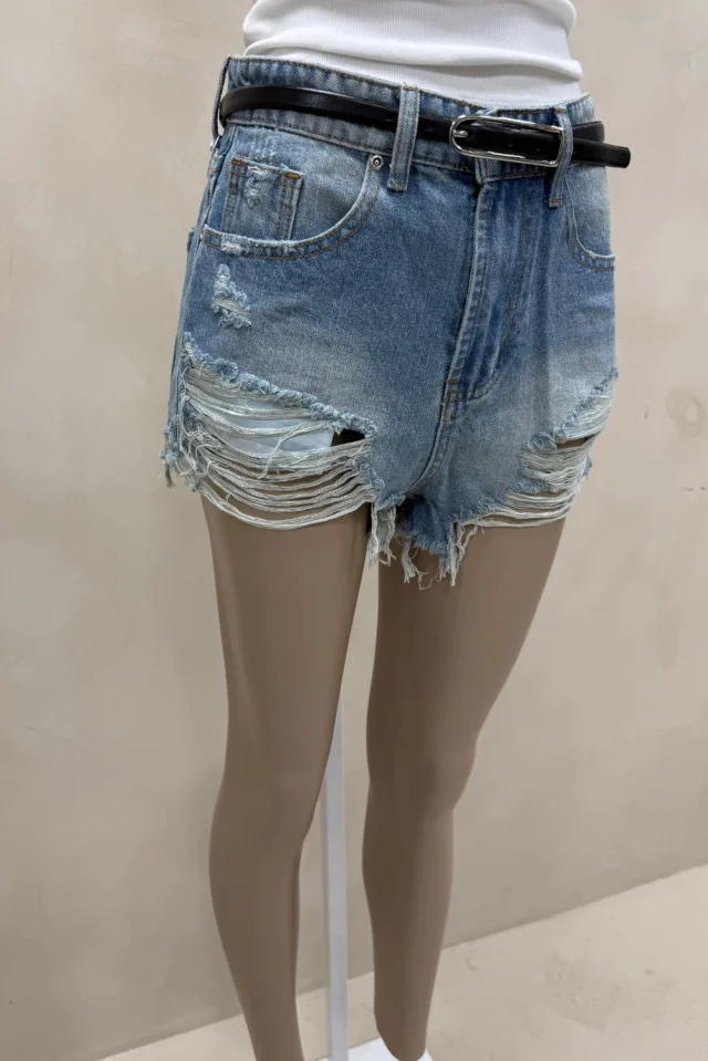 SHORT DENIM MATIZADO ROTURAS