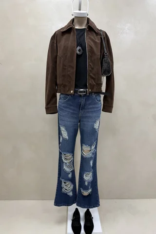 Jean Tiro Bajo Straight Roturas - Vista 1