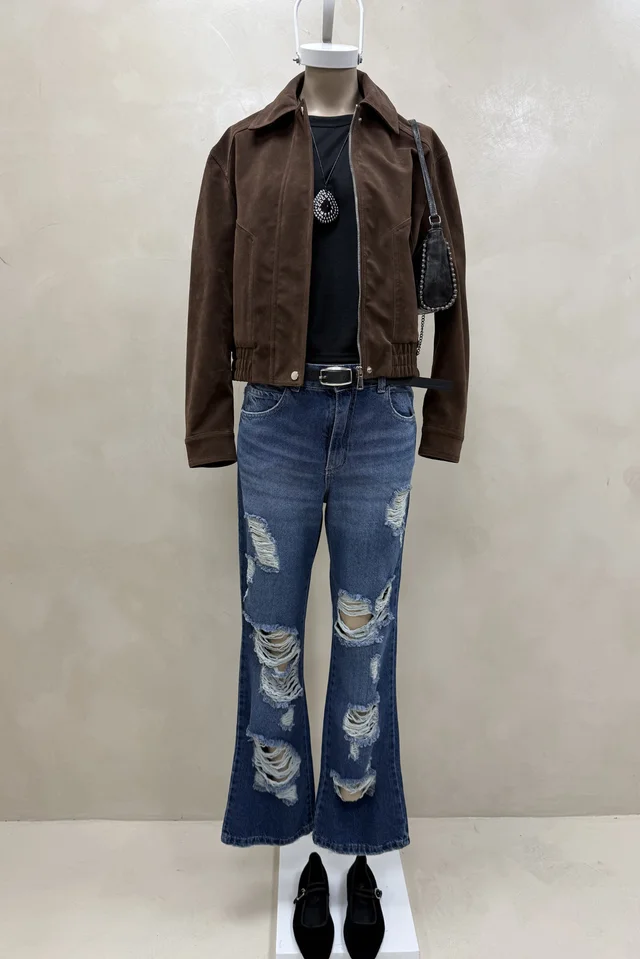 Jean Tiro Bajo Straight Roturas