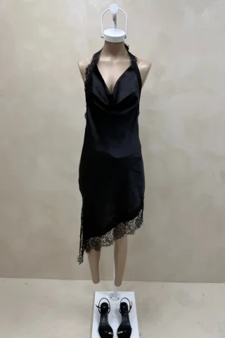 VESTIDO SATEN CON ENCAJE - Vista 2