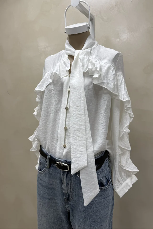 Camisa Volados Lazo Cuello