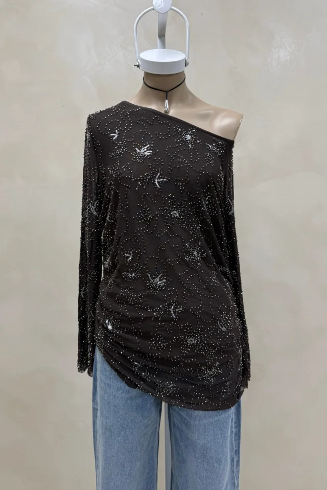 TOP ASIMETRICO MICROTUL LENTEJUELAS