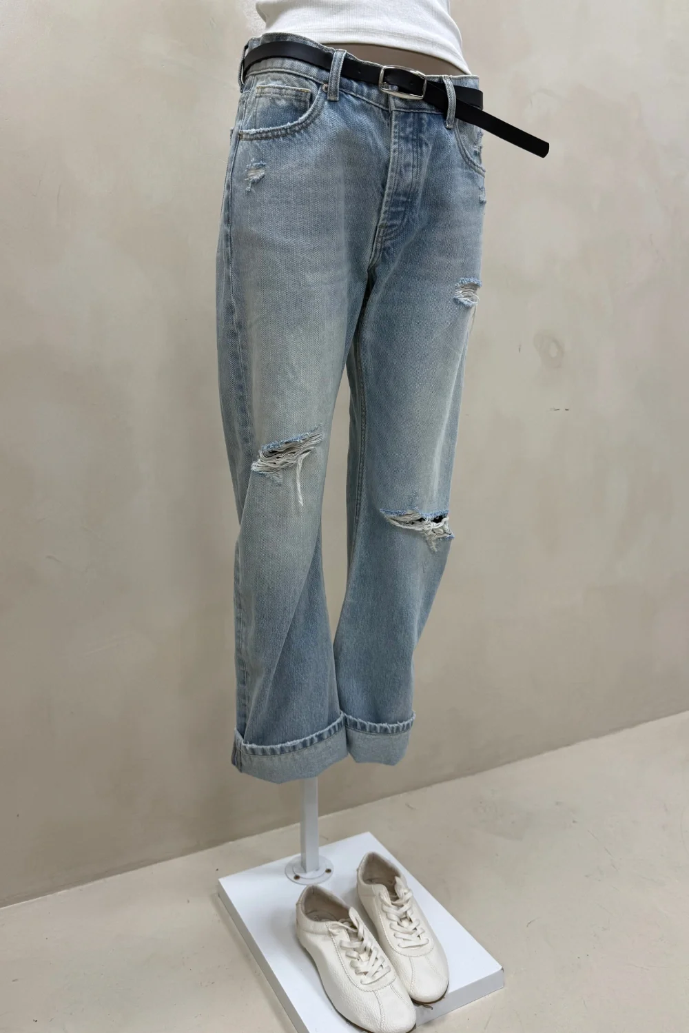 JEAN STRAIGHT TIRO BAJO CELESTE BOTA - 2