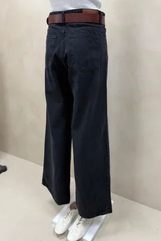 Jean Wide Leg Full Recorte Black - Vista 3