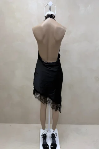 VESTIDO SATEN CON ENCAJE - Vista 3