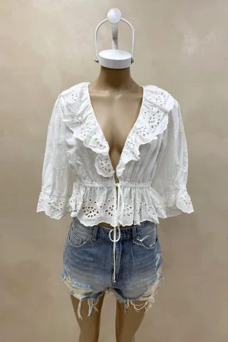 BLUSA BRODERIE MANGA CORTA - Vista 2