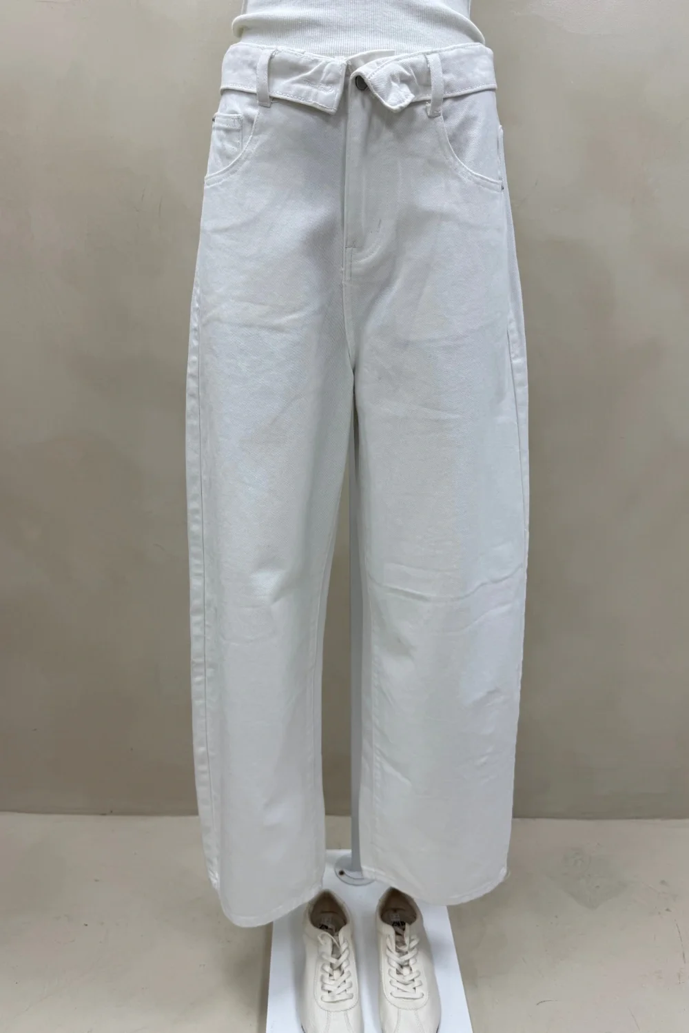 JEAN WIDE CINTURA DOBLADA BLANCO