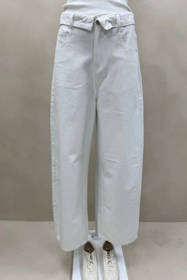 JEAN WIDE CINTURA DOBLADA BLANCO