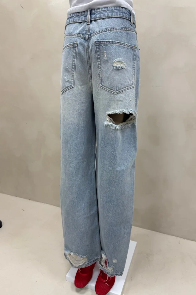 JEAN WIDE CINTURA DOBLADA ROTURAS