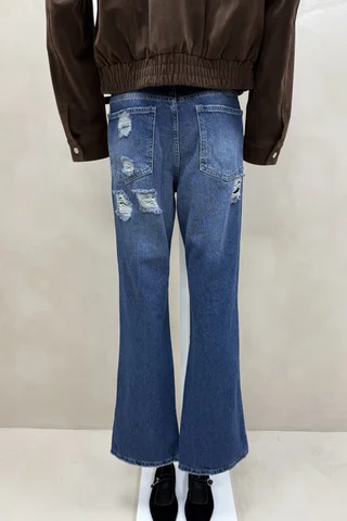 Jean Tiro Bajo Straight Roturas - Vista 5