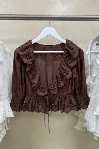 BLUSA BRODERIE MANGA CORTA - Vista 5