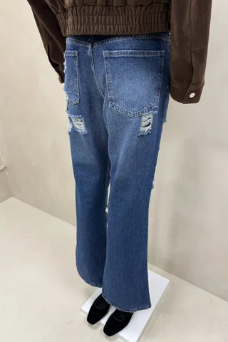 Jean Tiro Bajo Straight Roturas - Vista 6