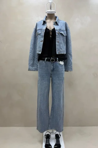 CAMPERA DENIM CON STRASS - Vista 1