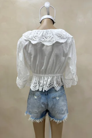 BLUSA BRODERIE MANGA CORTA - Vista 4