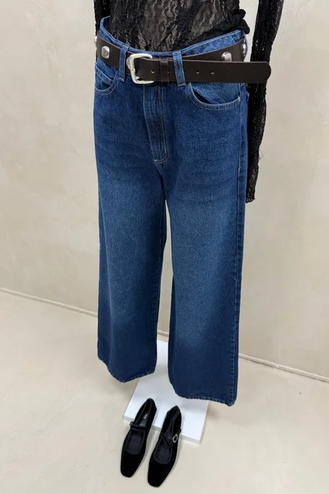 Jean Wide Leg Full Azul Bigotes