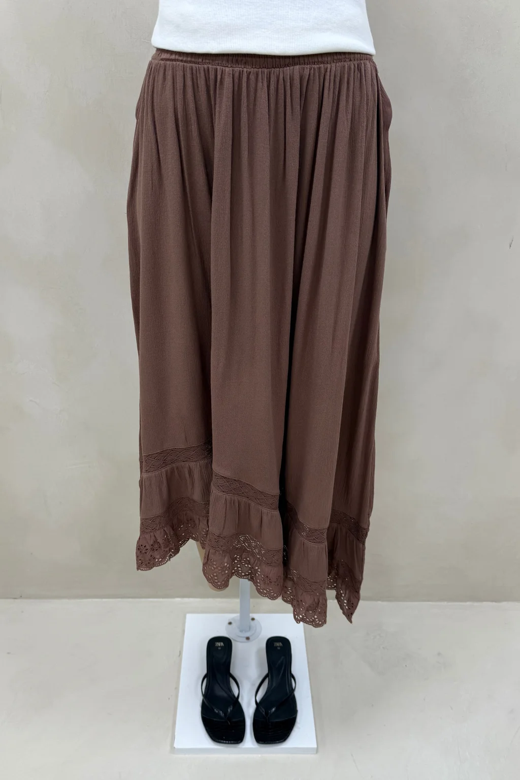 Falda Bambula Con Puntilla - 5