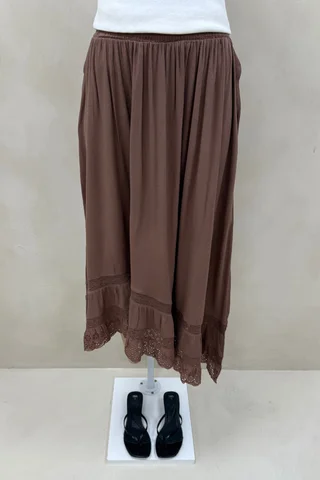 Falda Bambula Con Puntilla - Vista 6