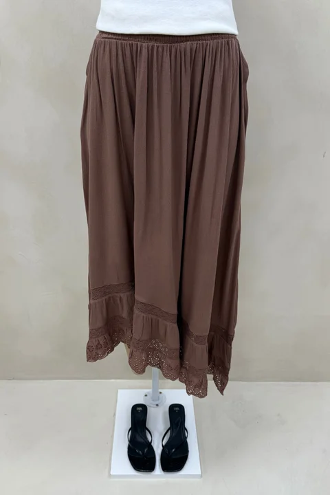 Falda Bambula Con Puntilla