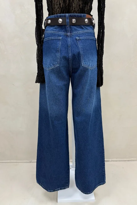 Jean Wide Leg Full Azul Bigotes