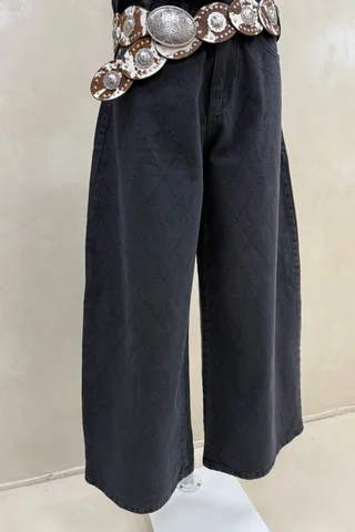 Jean Extra Wide Black Rombos - Vista 3