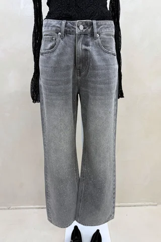 Jean Wide Grey Strass - Vista 2