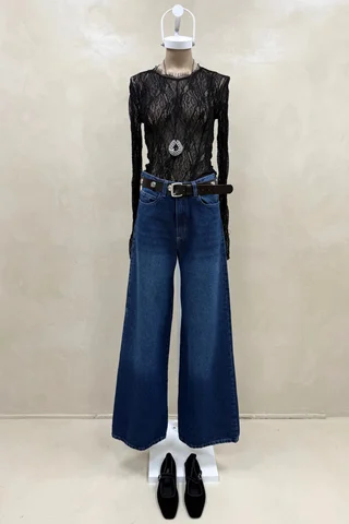 Jean Wide Leg Full Azul Bigotes - Vista 2