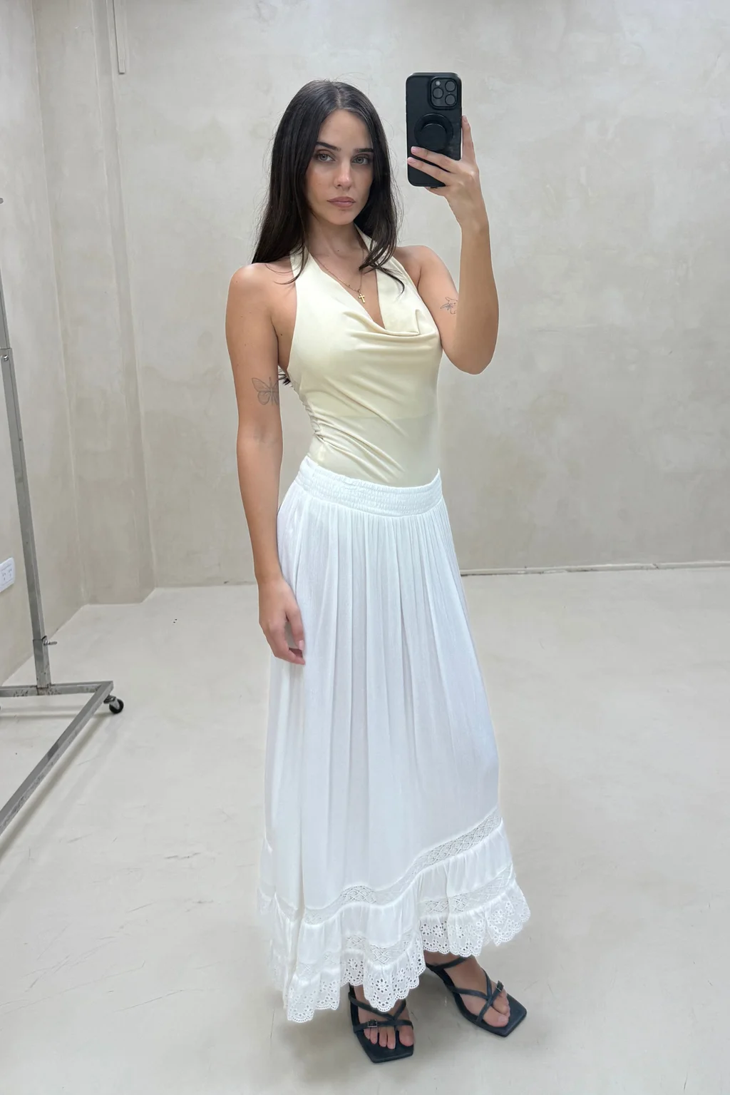 Falda Bambula Con Puntilla - 0