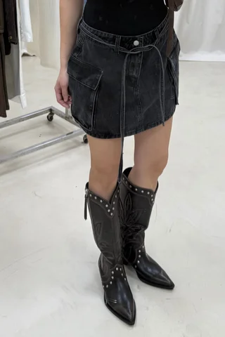 Falda Cargo Con Lazo Black - Vista 1